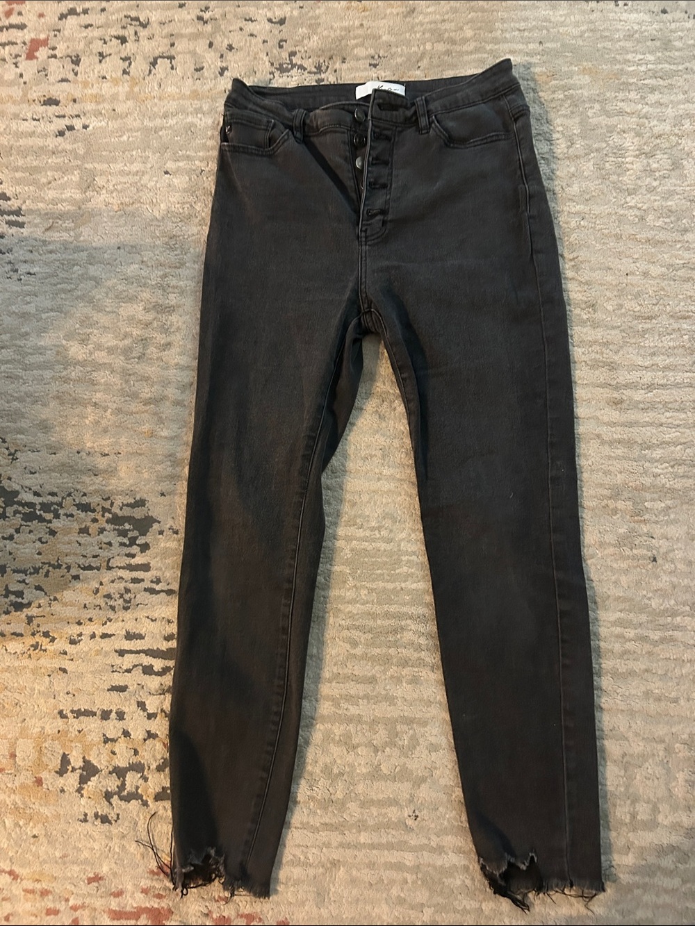 KanCan Black Skinny Jeans with Raw Hem